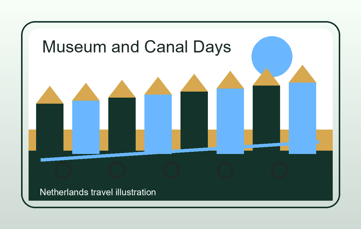 Illustratie van museumroutes en Nederlandse stadsreizen